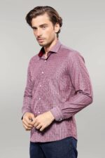 Slim-Fit-Burgundy-Plaid-Shirt-Wessi-2