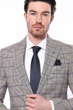 Slim-Fit-Checked-Beige-Men-Blazer-Wessi-1
