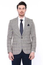 Slim-Fit-Checked-Beige-Men-Blazer-Wessi-5