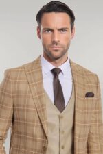 Slim-Fit-Checked-Beige-Men-Suit-Wessi-2