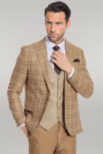 Slim-Fit-Checked-Beige-Men-Suit-Wessi-5