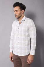 Slim-Fit-Checked-Beige-Shirt-Wessi-1