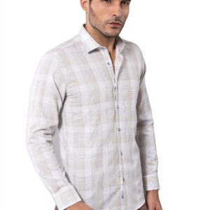 Slim Fit Checked Beige Shirt - Wessi