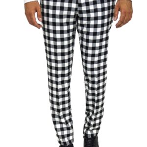 Slim Fit Checked Black Men Pants - Wessi