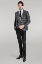Slim-Fit-Checked-Black-Men-Suit-Wessi-1