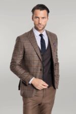 Slim-Fit-Checked-Brown-Men-Suit-Wessi-3