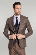 Slim-Fit-Checked-Brown-Men-Suit-Wessi-4