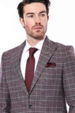 Slim-Fit-Checked-Burgundy-Men-Blazer-Wessi-1