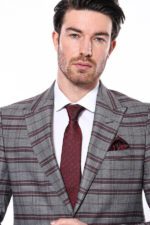 Slim-Fit-Checked-Burgundy-Men-Blazer-Wessi-1