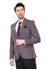Slim-Fit-Checked-Burgundy-Men-Blazer-Wessi-2