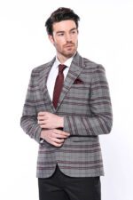 Slim-Fit-Checked-Burgundy-Men-Blazer-Wessi-2