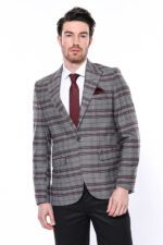 Slim-Fit-Checked-Burgundy-Men-Blazer-Wessi-4