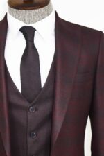 Slim-Fit-Checked-Burgundy-Men-Suit-Wessi-1