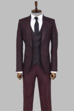 Slim-Fit-Checked-Burgundy-Men-Suit-Wessi-2
