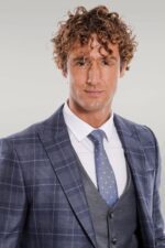 Slim-Fit-Checked-Navy-Blue-Men-Suit-Wessi-2