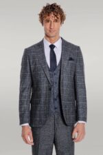 Slim-Fit-Checked-Patterned-Black-Men-Suit-Wessi-5