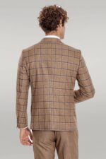 Slim-Fit-Checked-Patterned-Brown-Men-Suit-Wessi-3