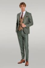 Slim-Fit-Checked-Patterned-Green-Men-Suit-Wessi-1