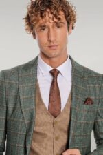 Slim-Fit-Checked-Patterned-Green-Men-Suit-Wessi-2