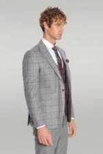 Slim-Fit-Checked-Patterned-Grey-Men-Suit-Wessi-4