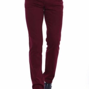 Slim Fit Cotton Burgundy Men Pants - Wessi