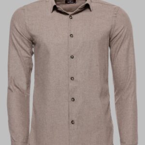 Slim Fit Cotton Plain Beige Men Lumberjack Shirt - Wessi