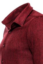 Slim-Fit-Cotton-Plain-Burgundy-Men-Lumberjack-Shirt-Wessi-1