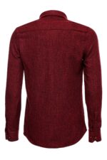 Slim-Fit-Cotton-Plain-Burgundy-Men-Lumberjack-Shirt-Wessi-2