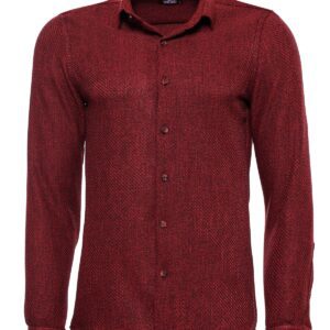 Slim Fit Cotton Plain Burgundy Men Lumberjack Shirt - Wessi