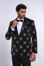 Slim-Fit-Dot-Patterned-Black-Men-Sparkle-Jackets-Wessi-1