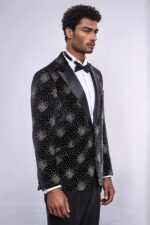 Slim-Fit-Dot-Patterned-Black-Men-Sparkle-Jackets-Wessi-2