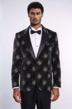 Slim-Fit-Dot-Patterned-Black-Men-Sparkle-Jackets-Wessi-3