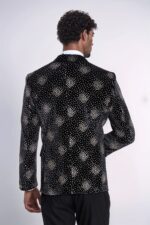 Slim-Fit-Dot-Patterned-Black-Men-Sparkle-Jackets-Wessi-4