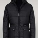 Slim Fit Hooded Black Men Coat - Wessi