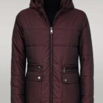 Slim Fit Hooded Burgundy Men Coat - Wessi