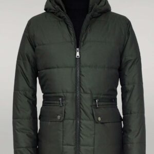 Slim Fit Hooded Green Men Coat - Wessi