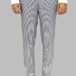Slim Fit Houndstoodh Pattern Grey Men Pants - Wessi