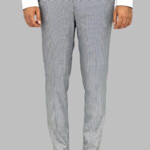 Slim Fit Houndstoodh Pattern Grey Men Pants - Wessi