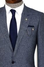 Slim-Fit-Houndstooth-Patterned-2-Piece-Navy-Blue-Men-Suit-Wessi-1
