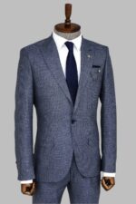 Slim-Fit-Houndstooth-Patterned-2-Piece-Navy-Blue-Men-Suit-Wessi-2