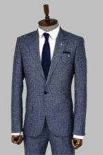 Slim-Fit-Houndstooth-Patterned-2-Piece-Navy-Blue-Men-Suit-Wessi-3