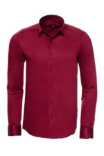 Slim Fit Long Sleeve Burgundy Men Shirt