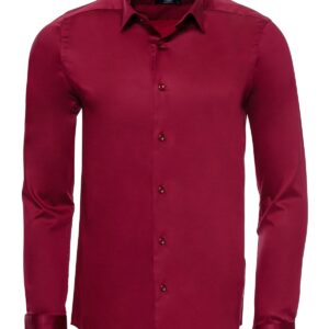 Slim Fit Long Sleeve Burgundy Men Shirt - Wessi