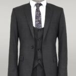 Slim Fit Patterned Anthracite Men Suit - Wessi