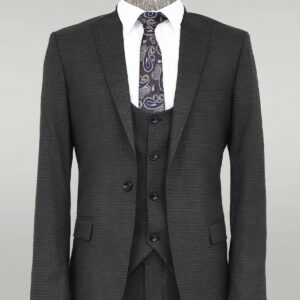 Slim Fit Patterned Anthracite Men Suit - Wessi