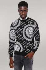 Slim-Fit-Patterned-Black-Sweatshirt-Wessi-1