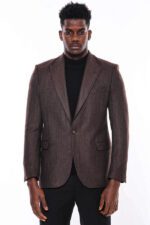 Slim-Fit-Patterned-Brown-Men-Blazer-Wessi-2