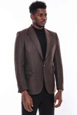Slim-Fit-Patterned-Brown-Men-Blazer-Wessi-4