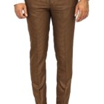 Slim Fit Patterned Brown Men Pants - Wessi