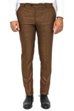 Slim Fit Patterned Brown Men Pants